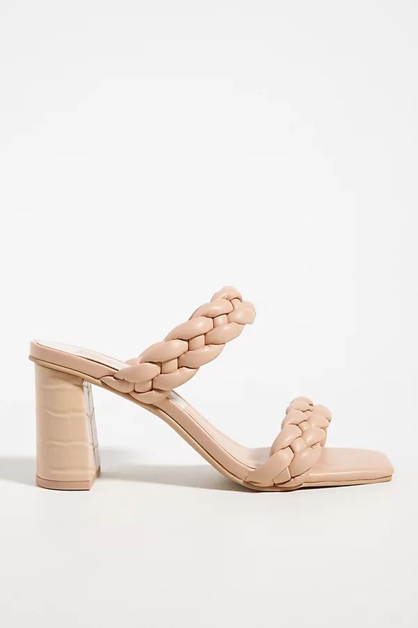 Dolce Vita Braided Heeled Slide Sandals By Dolce Vita in Beige Size 7.5 | Anthropologie (US)