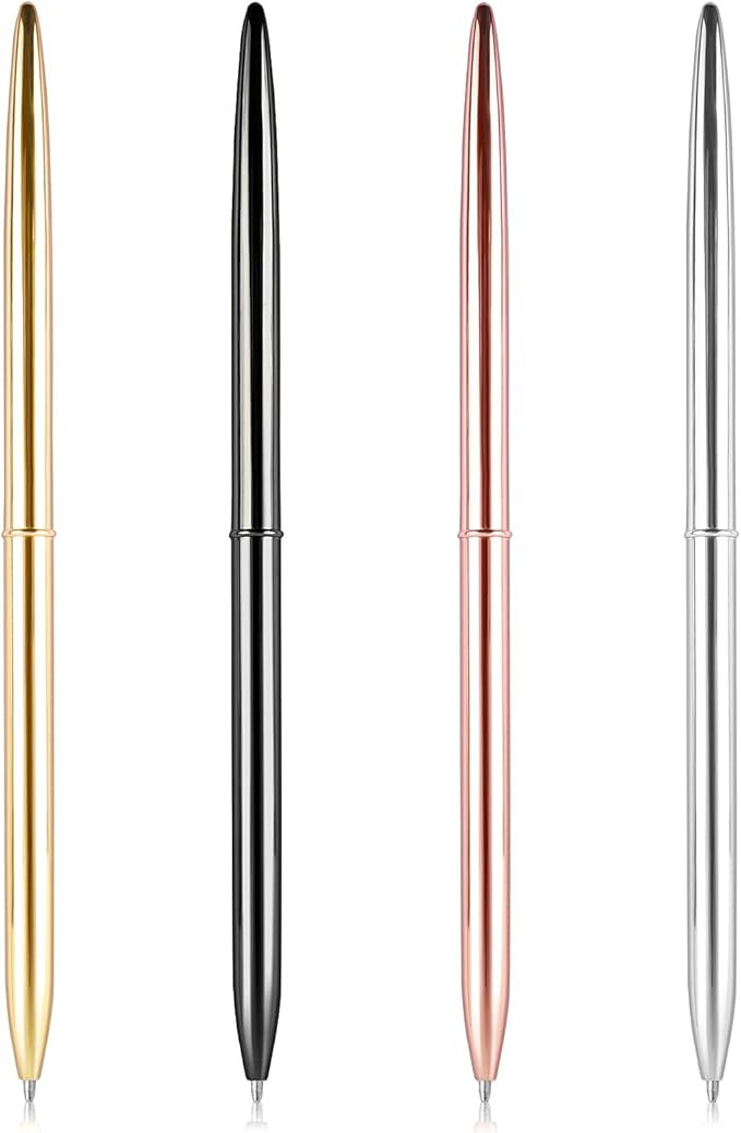 Molain Metal Ballpoint Gold Pen, 4 Pieces Retractable Slim Ballpoint Pens Metallic Ballpoint Pens... | Amazon (UK)