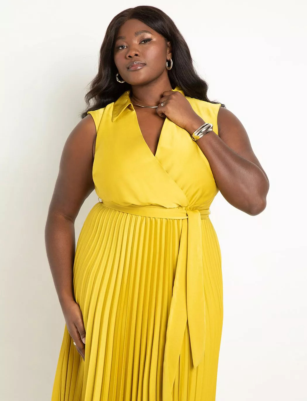 Midi Dress With Pleated Skirt | Eloquii