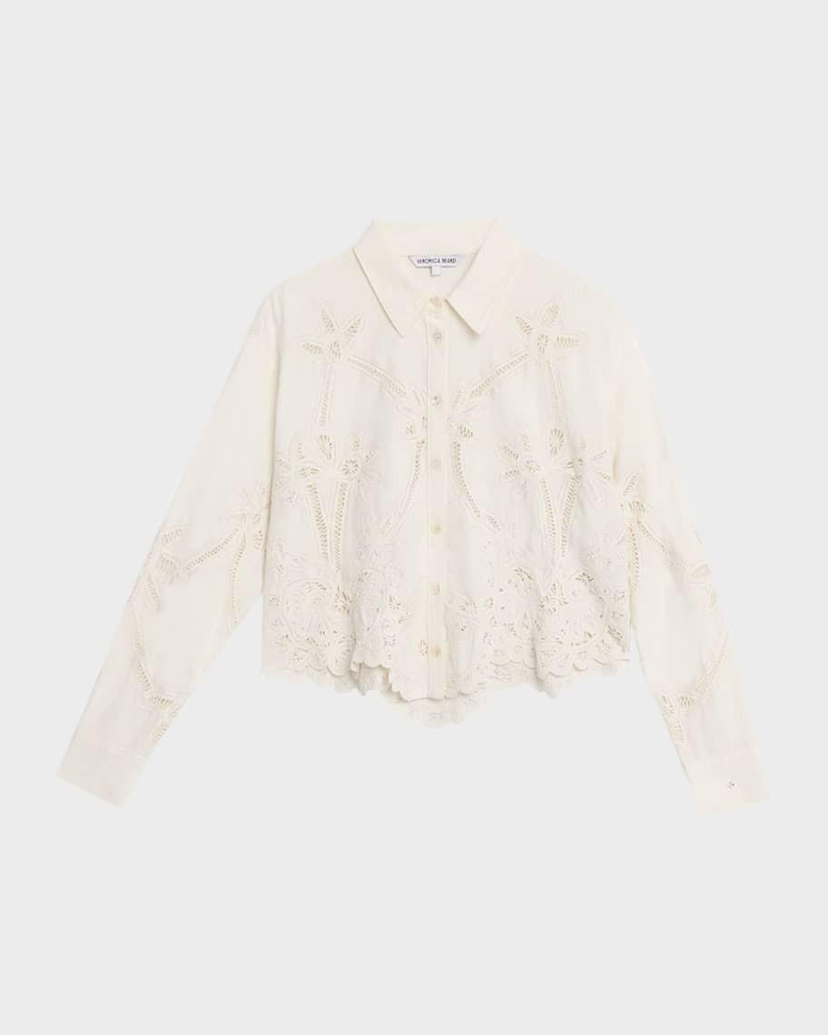 Aderes Eyelet Button-Front Shirt | Neiman Marcus