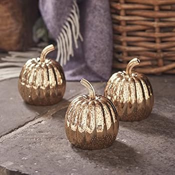 Lights4fun Set di 3 Zucche Decorative di Halloween in Vetro Ottone Chiazzato con LED Bianchi Cald... | Amazon (IT)