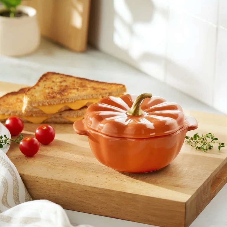 The Pioneer Woman Stoneware 2 Cup Pumpkin Cocotte with Lid, Orange | Walmart (US)