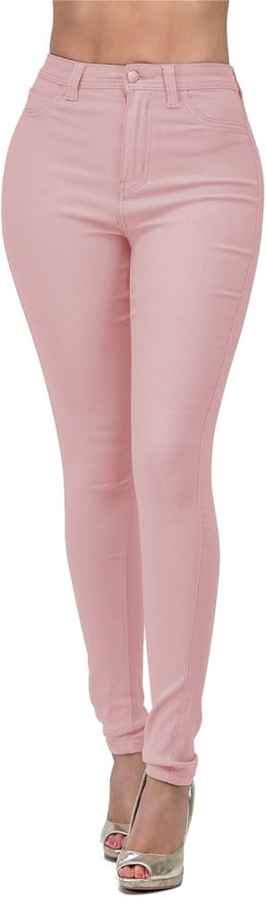 High Waisted-Rise Colored Stretch Skinny Destroyed Ripped Distressed Jeans for Women Olive Mustar... | Amazon (US)