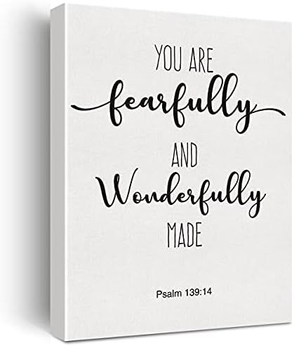 Bible Verse Art Wall Decor Psalm 139:14 You are Fearfully and Wonderfully Made Scripture Canvas Pain | Amazon (US)