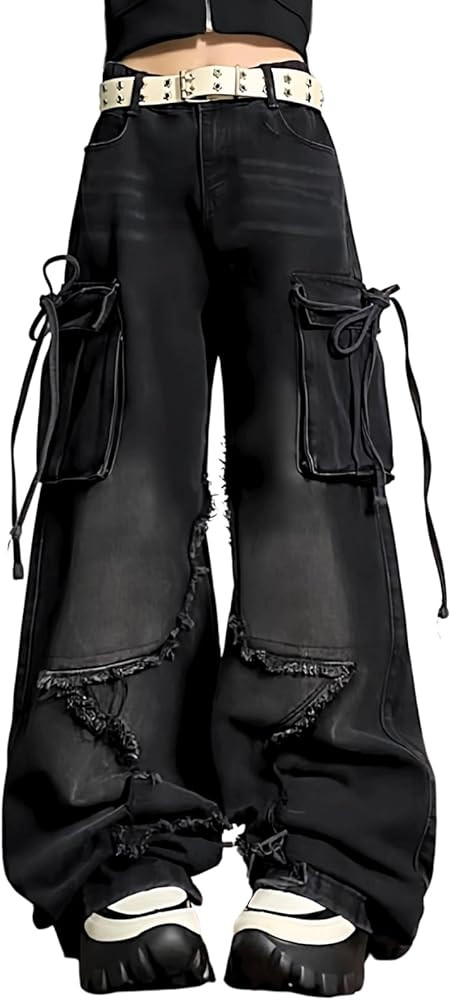 Womens Baggy Jeans Star Cargo Pants Y2k Wide Leg Jeans for Women Girls Cute Boyfriend Vintage Str... | Amazon (US)