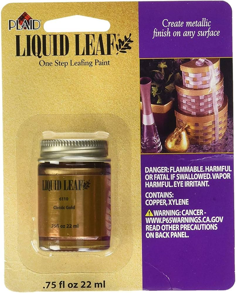 Plaid PLAID-6110.8oz Glaze, Classic Gold 6110 :Craft Liquid One Step Leafing Paint, 0.75 Fl Oz (P... | Amazon (US)