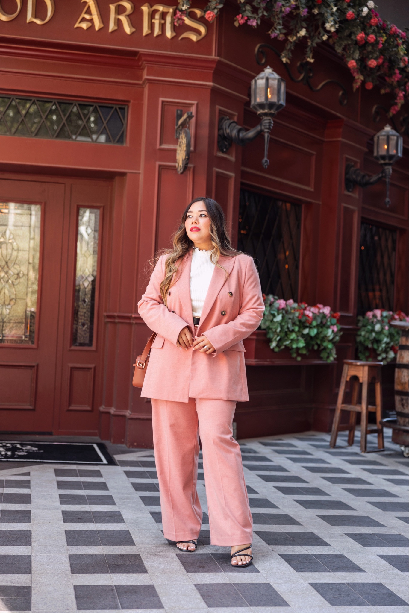 Brushed Flannel Double Breasted Blazer - wearing petite size 10
Peyton Trouser Pants in Brushed Flannel - wearing petite size 10
Pointelle Ribbed Ruffle Top - wearing petite large

fall outfits, pink outfit, pink suit, pink power suit, pink blazer, pink pants, barbie outfit, loft haul, loft outfit, loft fashion, loft outfits, pink workwear, pink office wear, pink work outfit, pink office outfit, teacher outfits, fall outfit, white top, flutter sleeve top, fall style, fall fashion, fall look, teacher style, teacher fashion, midsize fashion, midsize look, midsize outfit, midsize style, pink trousers, barbie style, pink style, gold belt, gold buckle belt, brown camera bag 

#LTKSeasonal #LTKstyletip #LTKworkwear