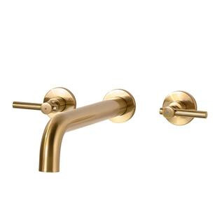 AVITAS Modern Double Handle Solid Brass Wall Mount Roman Tub Faucet with High Flow Rate Spout in ... | The Home Depot