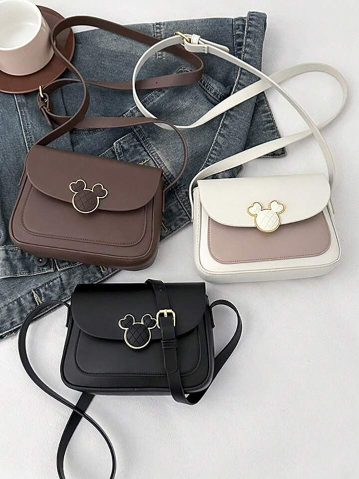 Disney Big Head Crossbody Bag Retro Niche Women's Bag Fashion Trend Shoulder Crossbody Bag Solid ... | SHEIN