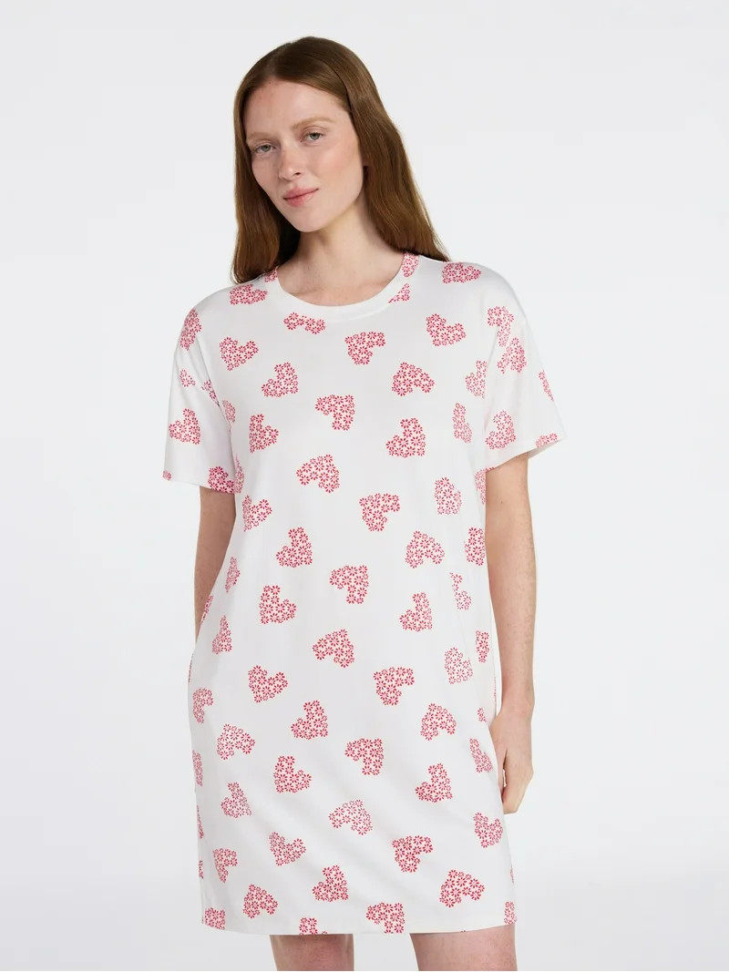 Joyspun Women's Dreamy Soft Collection Short Sleeve Sleepshirt, Sizes S/M-2X/3X | Walmart (US)