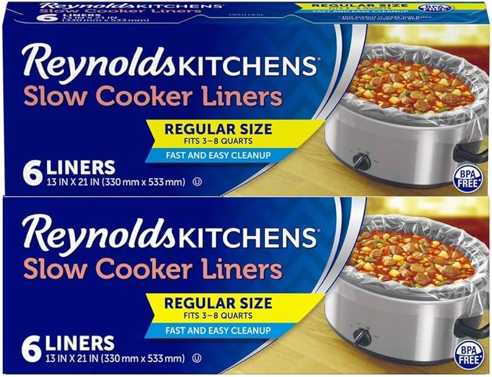 Reynolds Kitchens Slow Cooker Liners, Regular (Fits 3-8 Quarts), 6 Count (Pack of 2), 12 Total | Amazon (US)