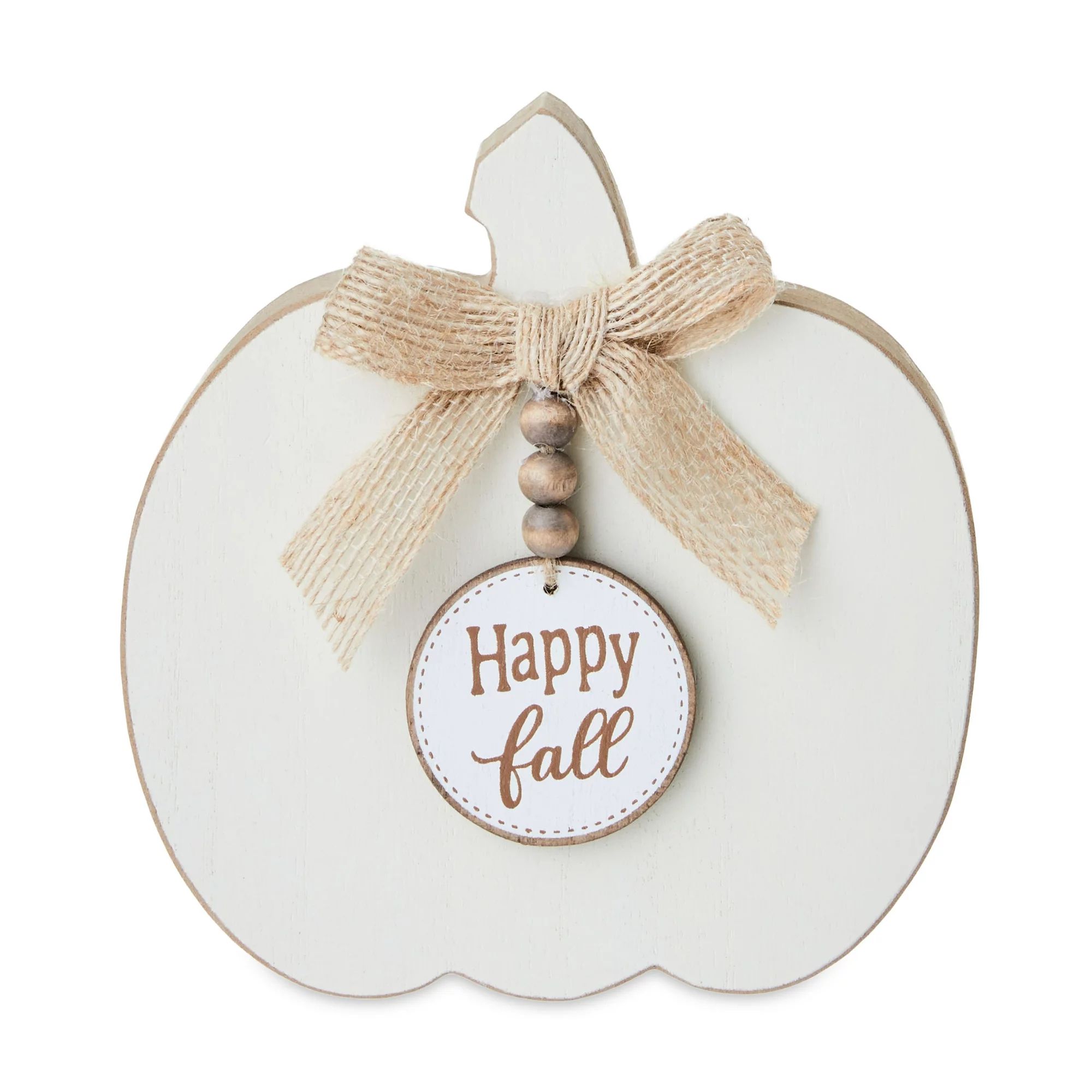 Fall, Harvest 5.75 in x 1.25 in x 6 in White MDF Pumpkin with Tag, Table Decoration, Way to Celeb... | Walmart (US)