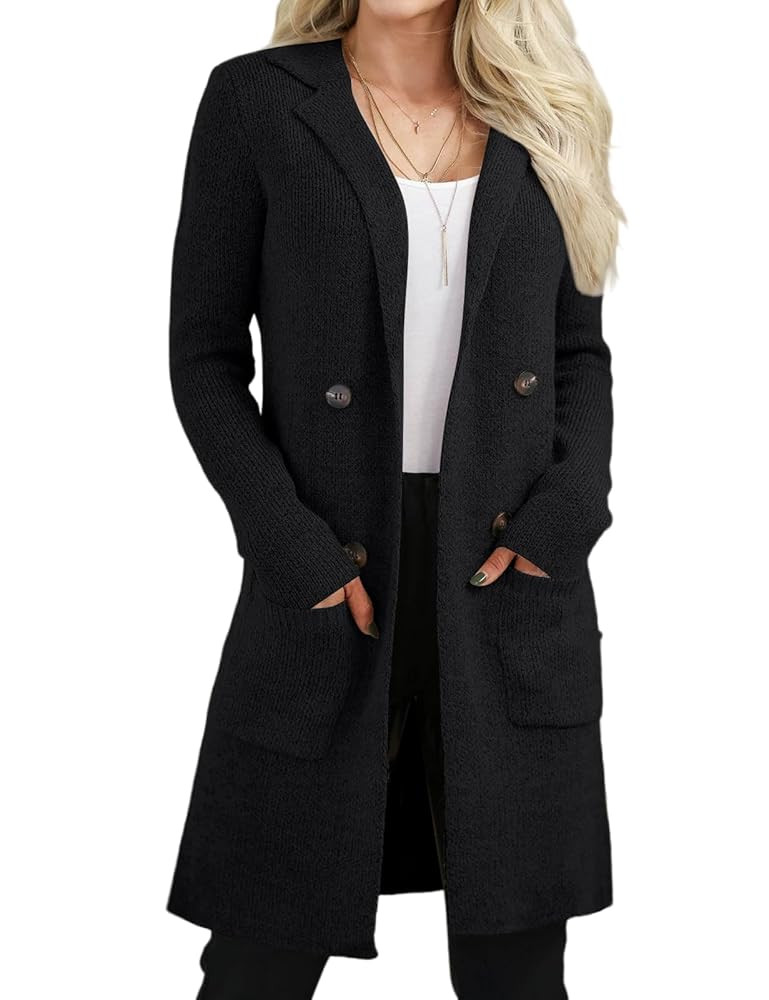 VIMPUNEC Women's Open Front Long Cardigan Sweaters Fall Casual Knit Jackets Coatigan with Pockets | Amazon (US)
