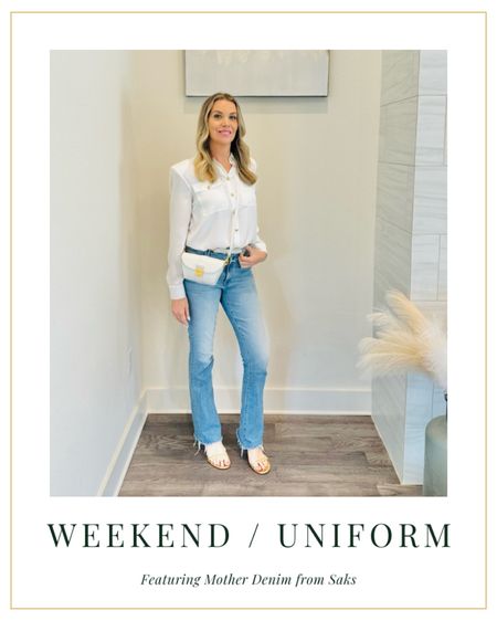 I finally tried Real Housewives loved Mother Jeans seen on Kyle Richards, Sutton Stracke and Lisa Hochstein and I’m truly obsessed. Shop the perfect weekend look I created around the comfortable, flattering jeans, all from @saks. Wear it to brunch with the girls, dinner and beyond! #saks #sakspartner