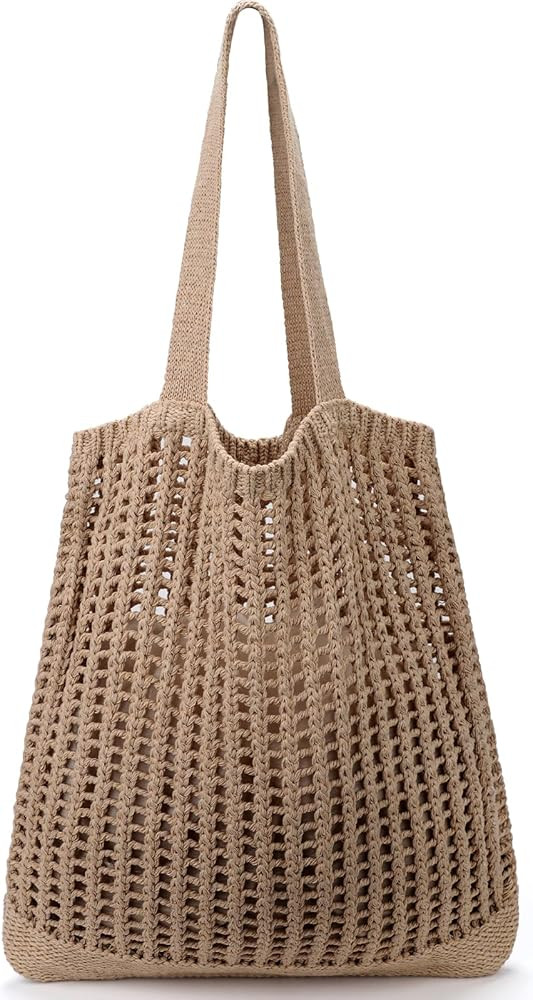 hatisan Crochet Bags for Women - Summer Beach Tote, Aesthetic Hippie Knit Bag | Amazon (US)