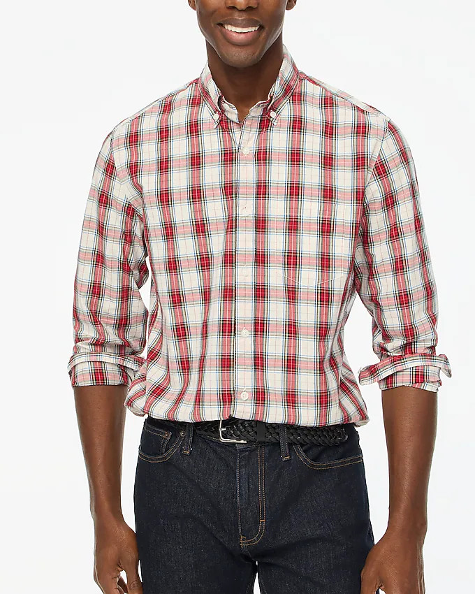 Stewart tartan slim Untucked-fit flex casual shirt | J.Crew Factory