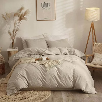 Modern Beige King Size Duvet Cover, 100 Washed Cotton, Boho Style, Soft Luxury Light Tan with Zipper. Beige King | Target