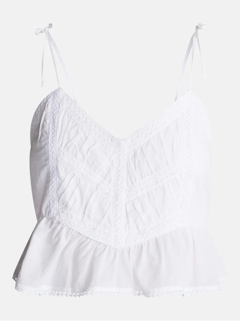 No Boundaries Lace Trim Peplum Tank, Women's XXS - XXL | Walmart (US)