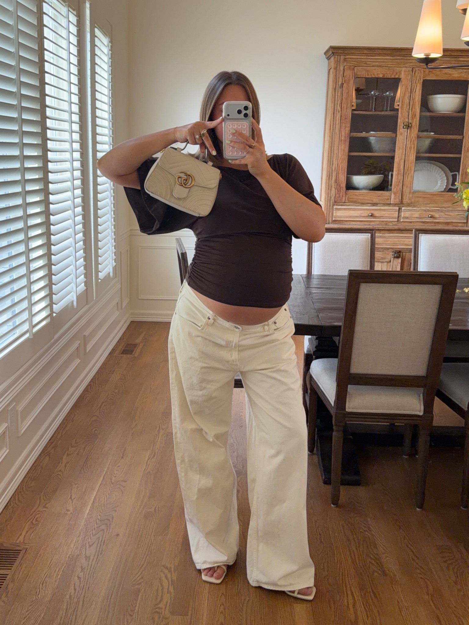 Jeans: Agolde low rise size 31 I sized up twice from pre pregnancy size. If not pregnant they run big and you can size DOWN. Top size L (also linked similar) Kitten heels are the most comfy and easy I love how they go with any outfit! TTS

#kittenheel #pregnantstyle #lowrisejeans #lowrise #bumpstyle #girlsnight #datenight #bresheppard 

#LTKgrwm #LTKBump #LTKootd