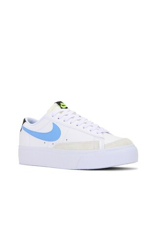 Nike Blazer Low Platform Sneaker in Whire, Cobalt Bliss, Volt, & Black from Revolve.com | Revolve Clothing (Global)