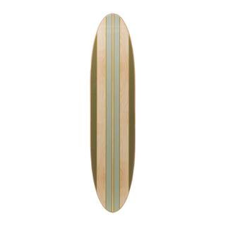 Malibu 0.75 in. X 15 in. Aqua and Green Striped Wood Surfboard Wall Art | The Home Depot