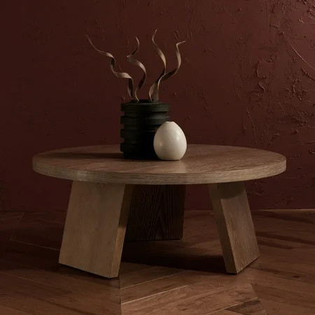 SAFAVIEH Couture Julianna Rustic Round Wood Coffee Table, Rustic Oak | Walmart (US)