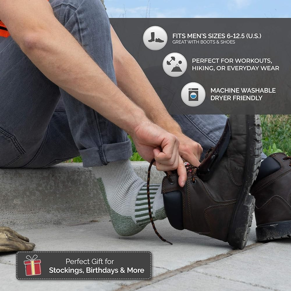 HOT FEET 4 Pack Work Socks for Men & Women - Breathable Boot Hiking Socks, Moisture Wicking Thick... | Amazon (US)