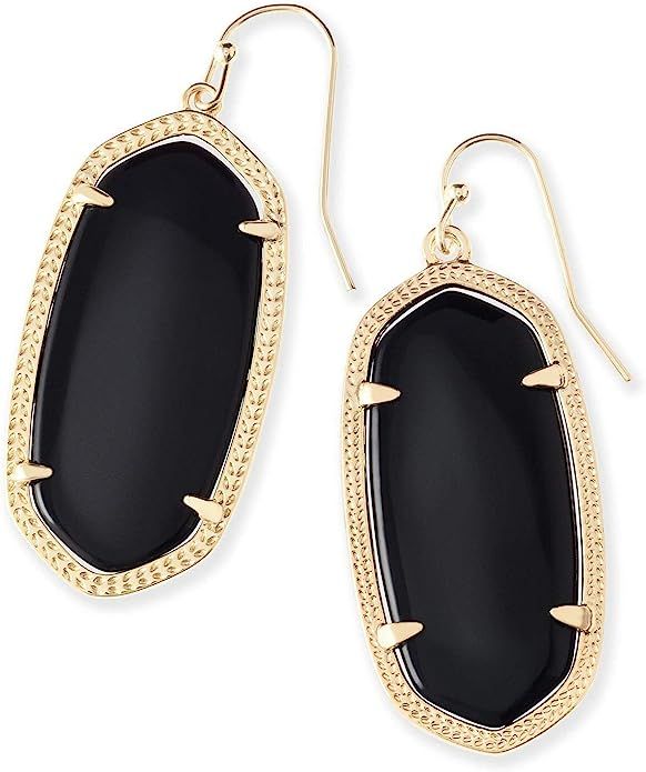 Kendra Scott Elle Drop Earrings for Women, Fashion Jewelry, 14k Gold-Plated, Black Opaque Glass | Amazon (US)