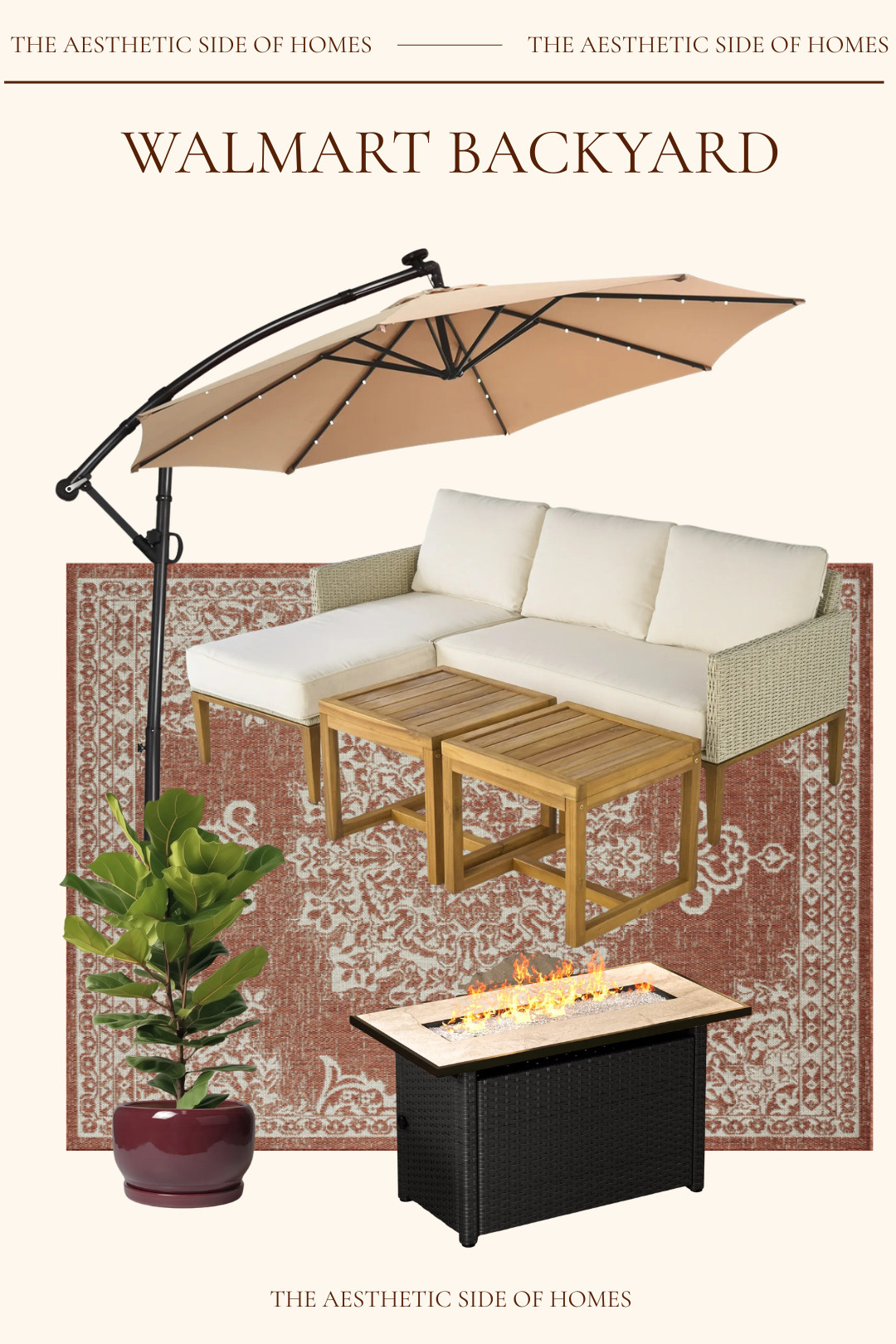 An inviting backyard setup made simple with Walmart finds. From the cozy sectional and umbrella to the outdoor rug and fire table, these pieces create the perfect space for relaxing and hosting. Shop the full look below. 

 #LTKHome