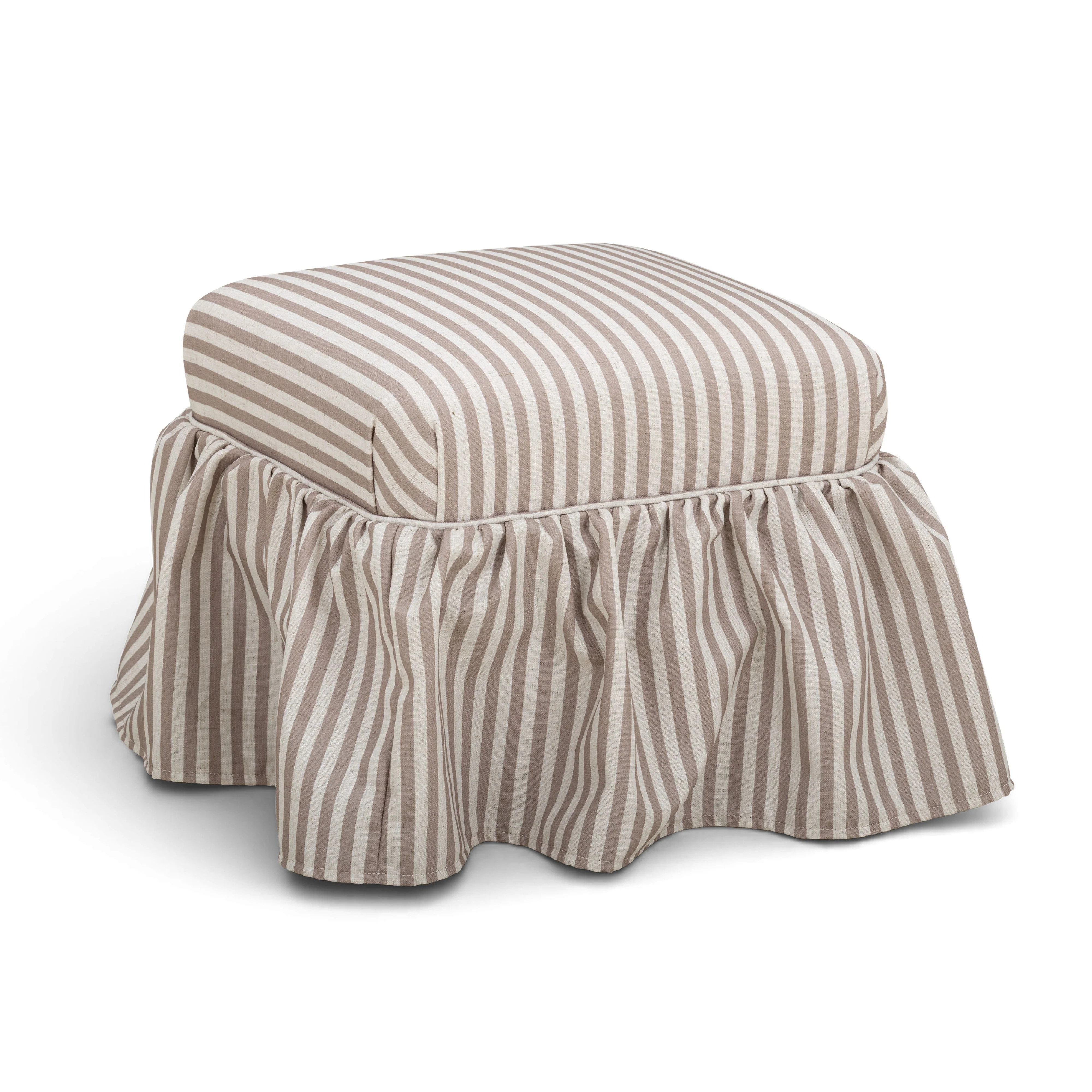 Gertrude Striped Performance Linen Skirted Ottoman | TOV Furniture