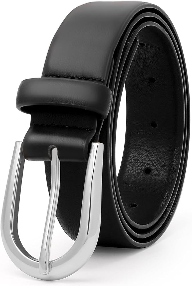 SANSTHS Women's Leather Belt for Jeans Pants Fashion Gold Buckle Ladies Dress Waist Belt | Amazon (US)