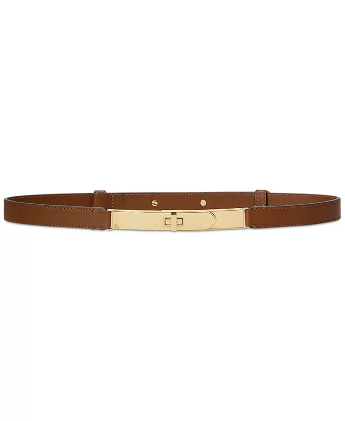 Lauren Ralph Lauren Women's Turn-Lock Skinny Leather Belt - Macy's | Macy's