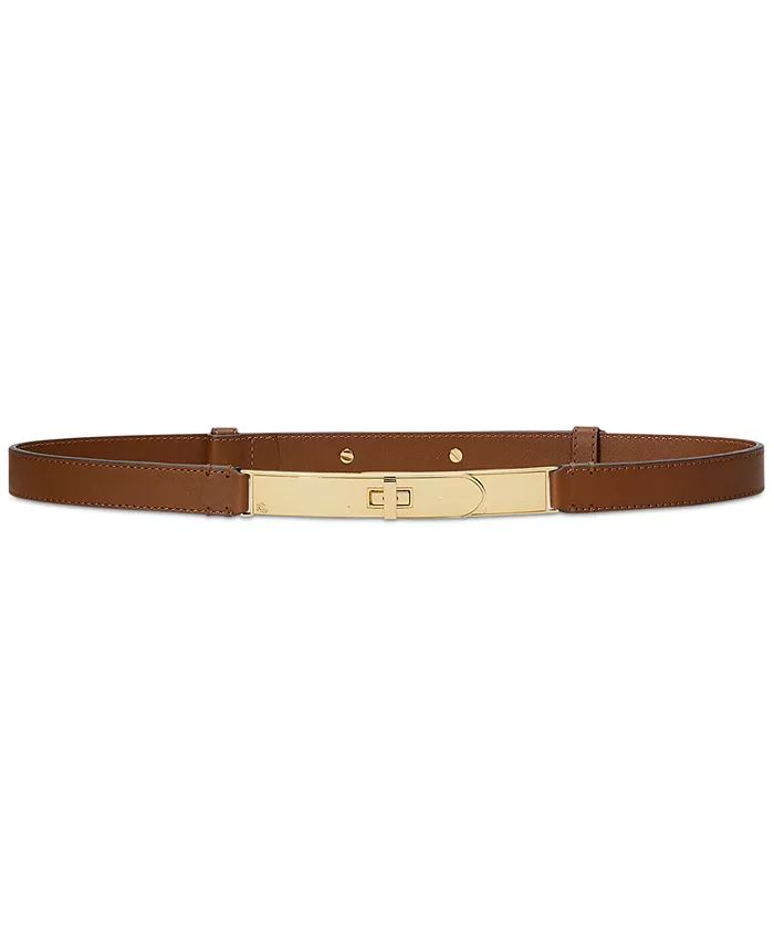 Women's Turn-Lock Skinny Leather Belt | Macys (US)