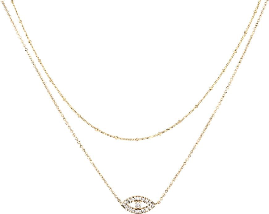 MEVECCO Layered Heart Necklace Pendant Handmade 18k Gold Plated Dainty Gold Choker Arrow Bar Laye... | Amazon (US)