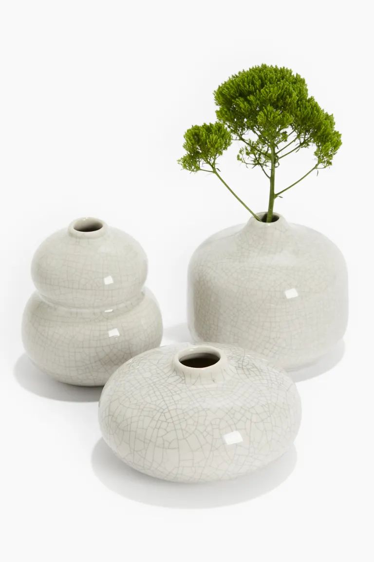 Small Stoneware Vase - White/patterned - Home All | H&M US | H&M (US + CA)