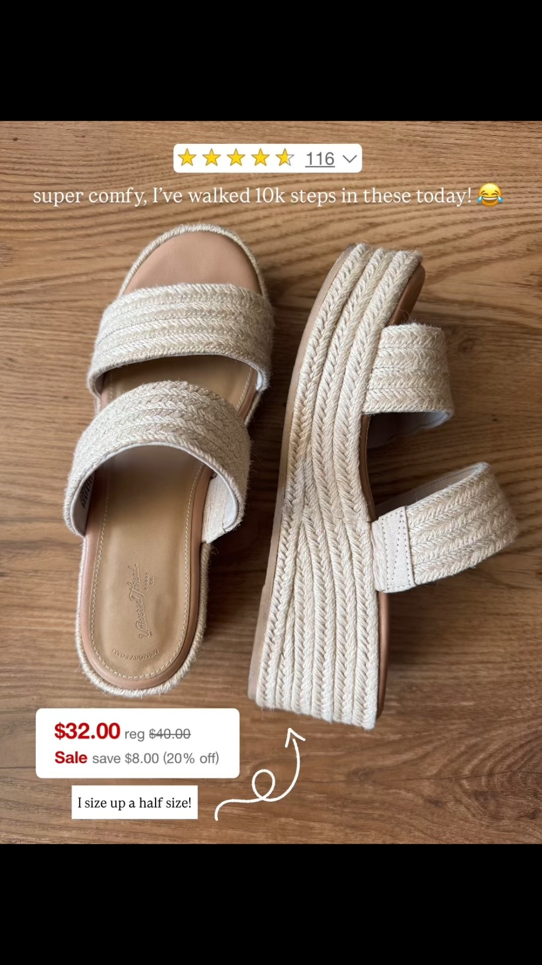 My sandals today are on sale! 🌼 they’re on sale & honestly super comfy! Def a platform 🤌🏼 I go up a 1/2 size in these! ☺️

Platform sandals / jute / target style / summer style / Holley Gabrielle 

#LTKShoeCrush #LTKSaleAlert #LTKFindsUnder50