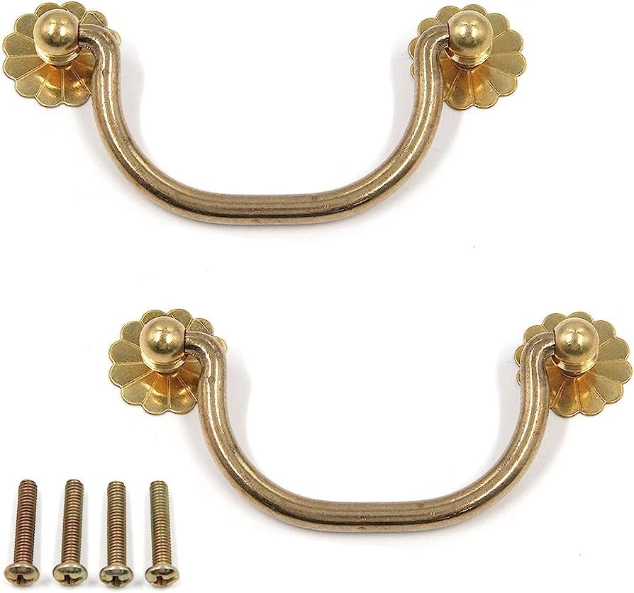 Geesatis Pure Brass Cabinet Pulls Vintage Gold Handle and Pulls for Cupboard Cabinet Drawer Door ... | Amazon (US)