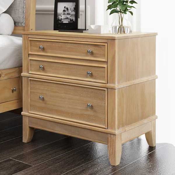 Azella 3 - Drawer Solid Wood Nightstand Bachelor's Chest in Wood | Wayfair Professional