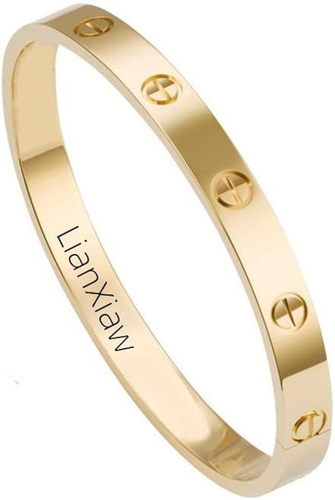 Lianxiaw Love Bracelet for Women with a Screwdriver Titanium Steel 18K Gold Plated Oval Friendshi... | Amazon (US)