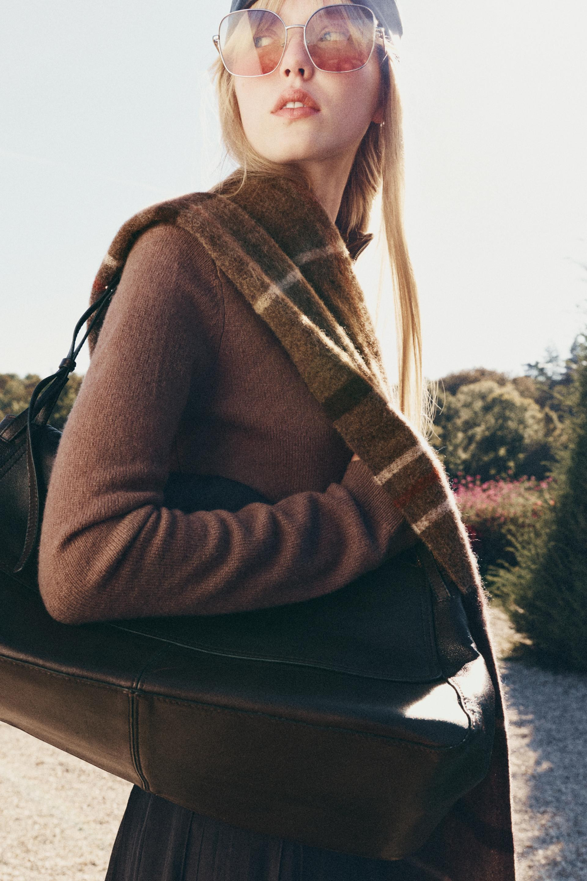 Zara - Leather Flap Shoulder Bag - Chocolate - One Size Only - Woman | Zara US