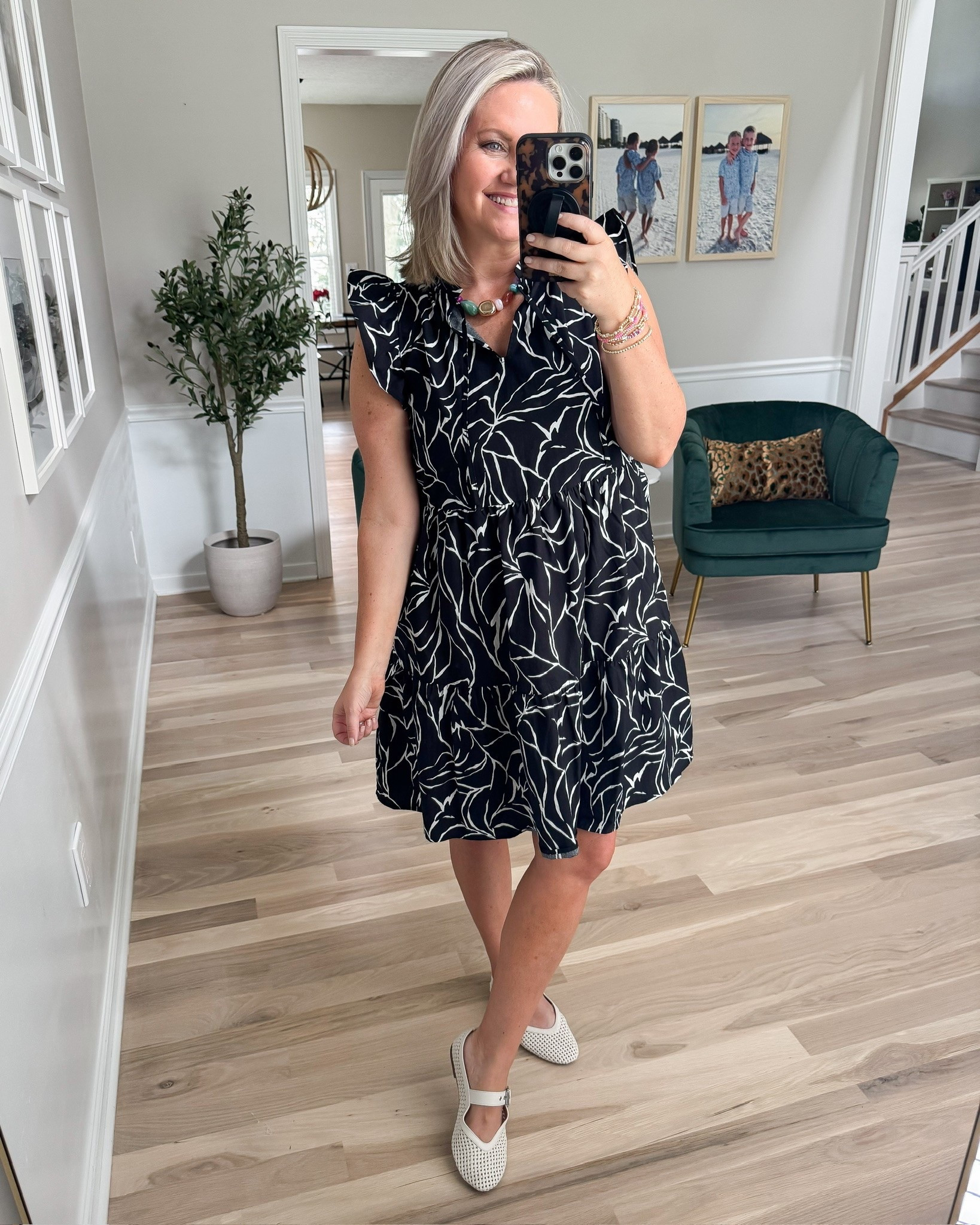This black and white print is so good for transitioning into fall without dressing for cooler weather too soon. The flutter sleeves and easy shape keep it light, while the darker print makes it feel ready for the season ahead.

black and white dress, printed dress, transitional dress, fall dress, flutter sleeve dress, casual dress, everyday outfit, lightweight dress, early fall style, lovelylifestyling

#LTKootd #LTKSeasonal #LTKgrwm
