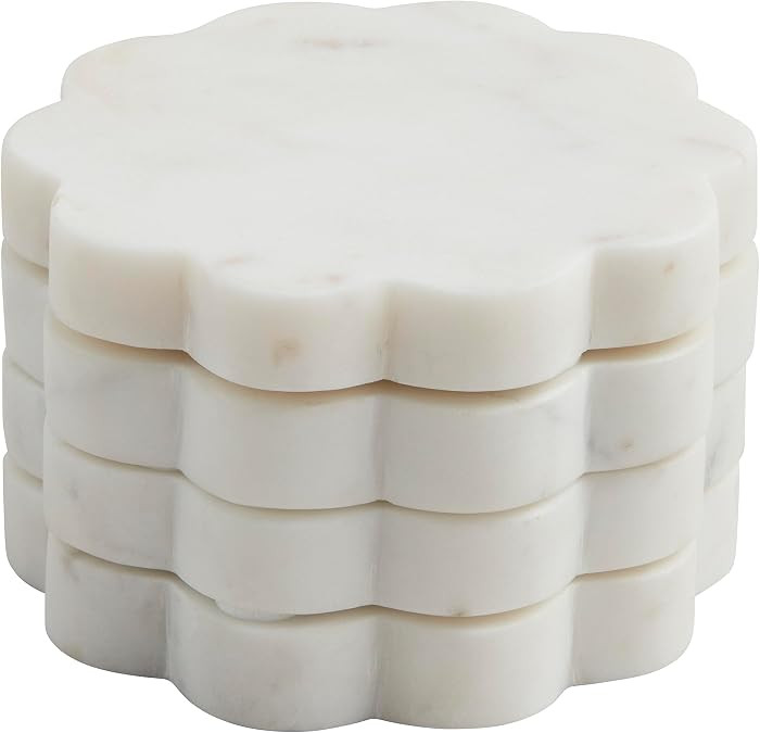 Mud Pie Scallop Marble Coaster Set; 4" X 4" | Amazon (US)