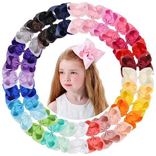 Choicbaby 28pcs 6 Inch Hair Bows for Girls Large Hair Bows with Alligator Clips Toddler Hair Accessories for Baby Girls Kids Teens | Amazon (US)