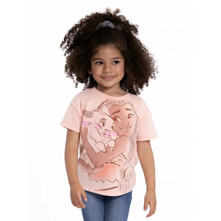 Disney Moana Toddler Girls Short Sleeve Crewneck T-Shirt, Sizes 12M-5T - Walmart.com | Walmart (US)