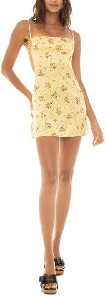 Women Y2K Bodycon Mini Dress Spaghetti Strap Floral Square Neck A Line Short Dress Ruffle Sleeve ... | Amazon (US)