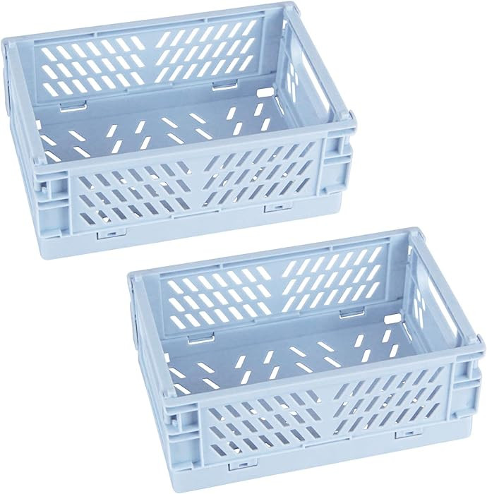 Tixill 2-Pack Mini Foldable Plastic Baskets for Organizing and Storage, Collapsible Storage Crate... | Amazon (US)