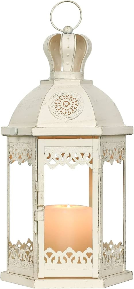 NEEDOMO 15" Large Decorative Candle Lanterns Indoor, Vintage Outdoor Hanging Lanterns with Temper... | Amazon (US)
