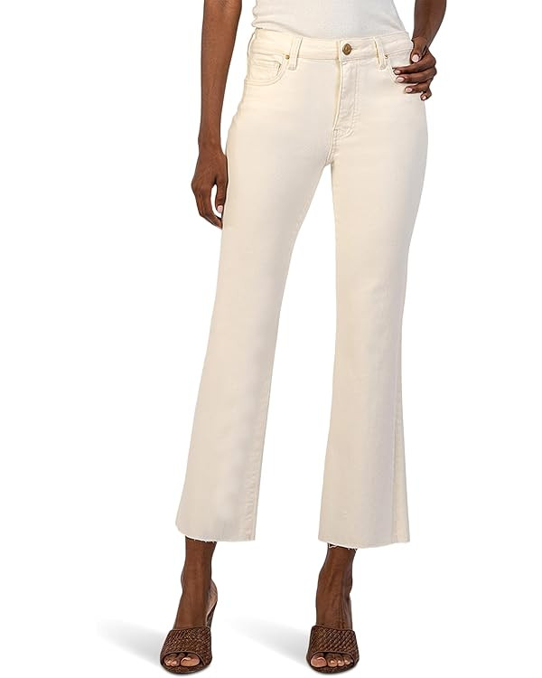 KUT from the Kloth Women's Kelsey High-Rise Ankle Flare with Raw Hem in Ecru | Amazon (US)
