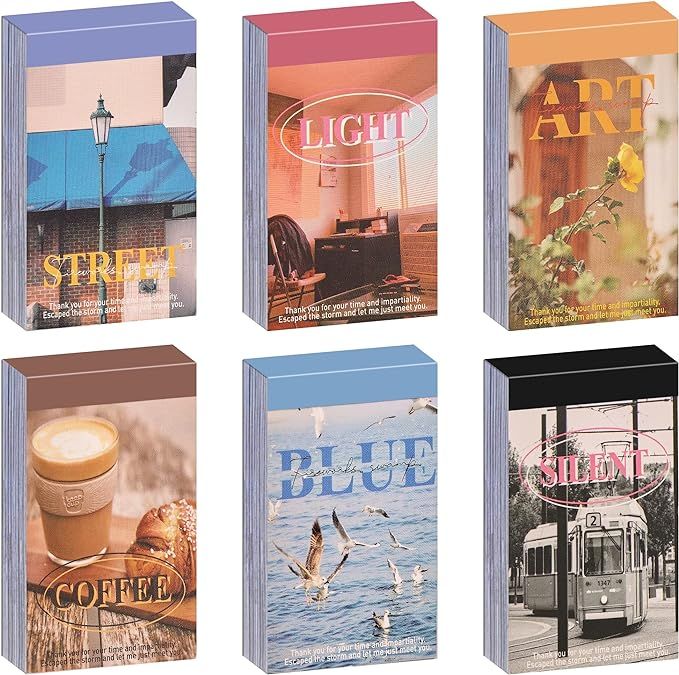 6 Sets 300 Pcs Washi Stickers Book for Journaling, Daily Scenery Life Stuff Travel Sricker Vintag... | Amazon (US)