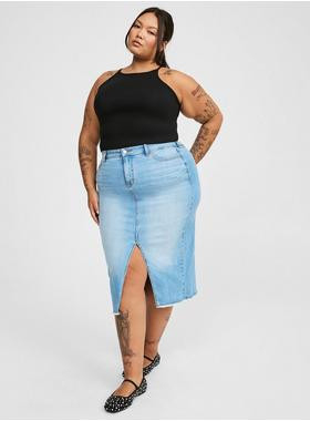 Midi Denim Front Slit Skirt | Torrid (US & Canada)